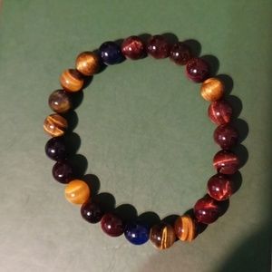1pc 3sizes Vintage Beaded Bangle Natural Stone Three-color Tiger Eye Sto…